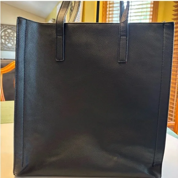 Steve Madden Black Tote with Gold Monogram - Picture 3 of 6